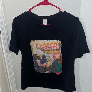 Black Graphic T-Shirt with Dunkin' Donuts Jason And Michael Myers Design